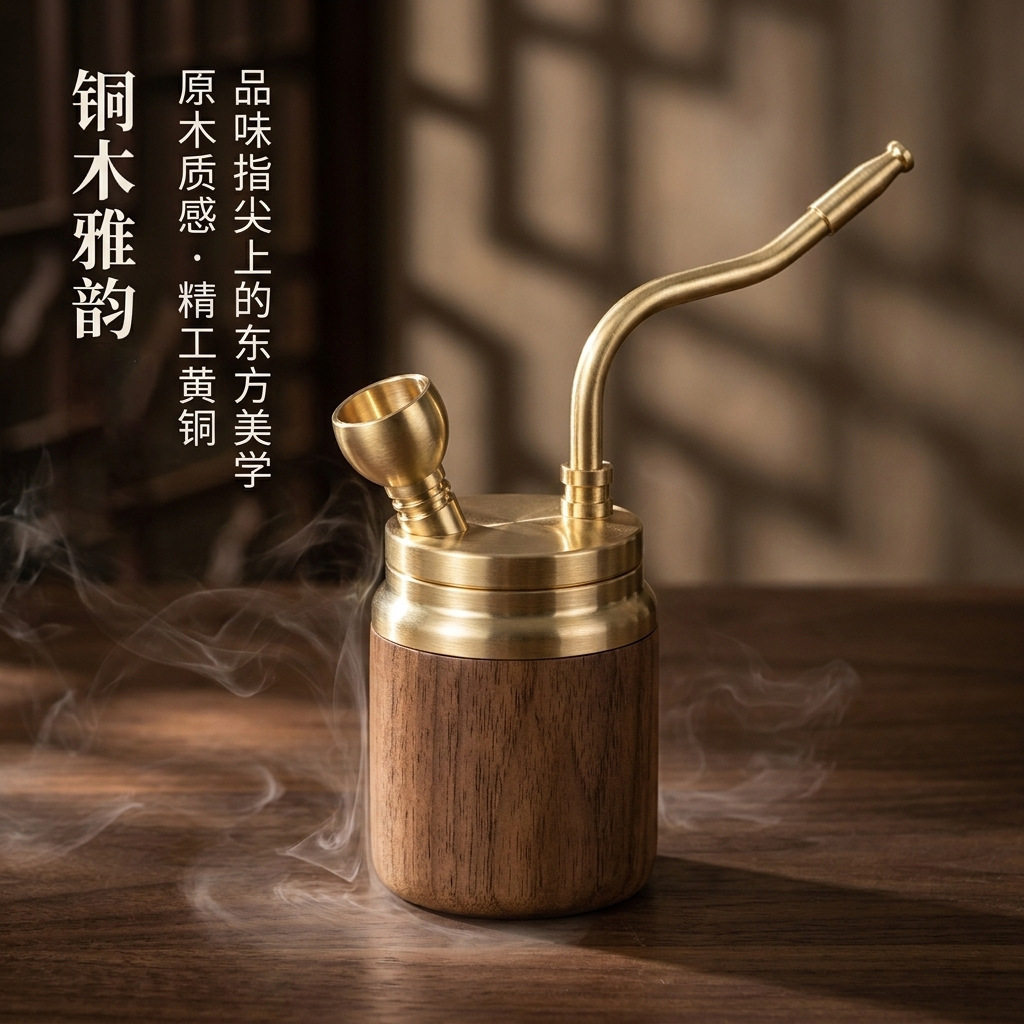 铜木水烟壶